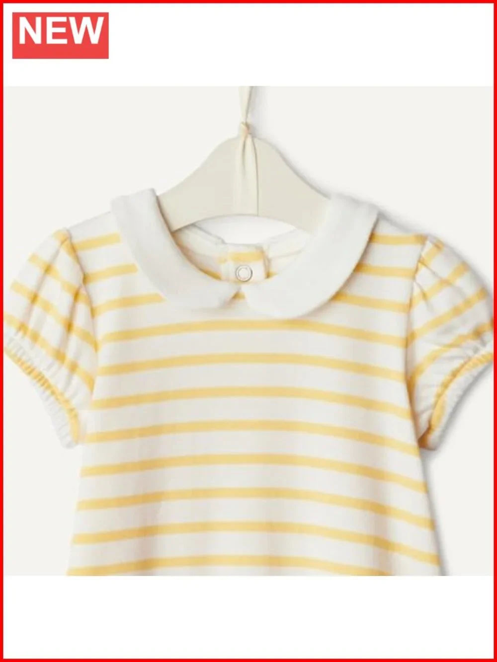 Girls Cotton Short Sleeve Romper 2-Pack Peter Pan Collar Puff Sleeve